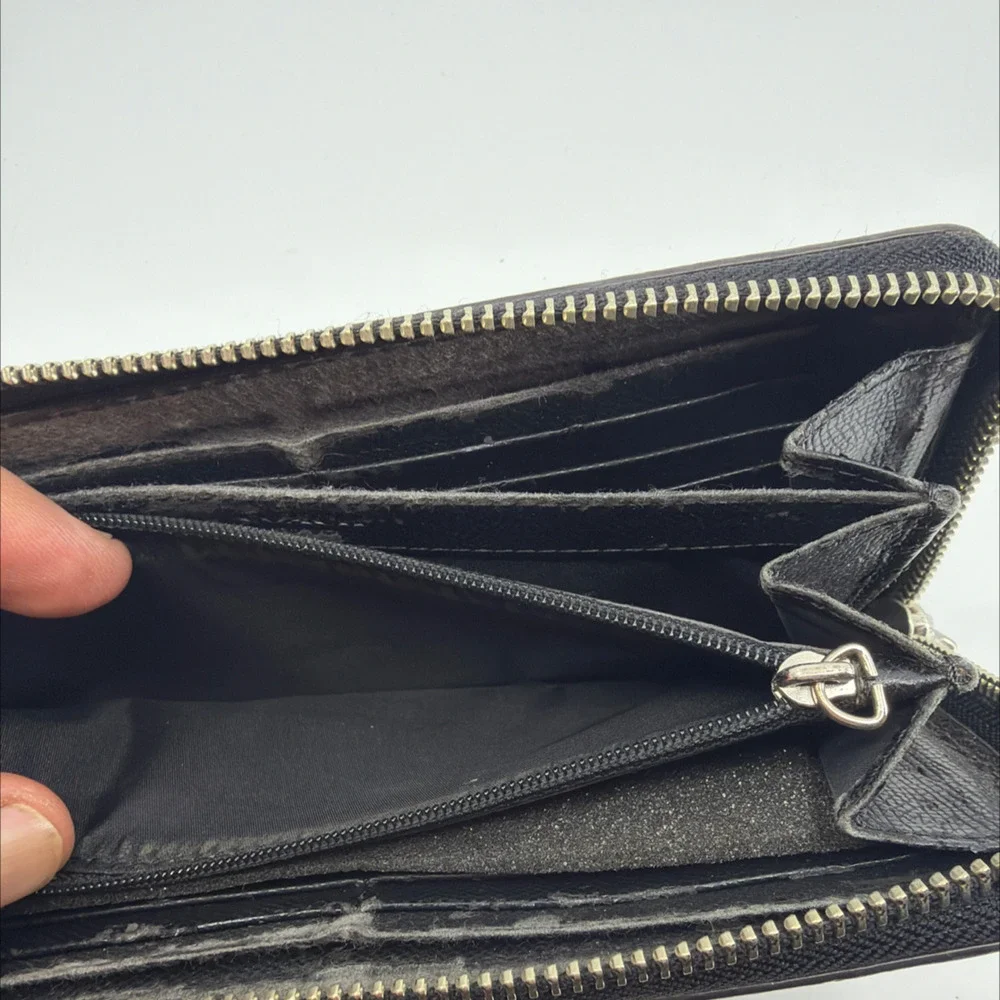 Coach Zip Around Grey Leopard Print Coated Canvas Wallet - Picture 8 of 8